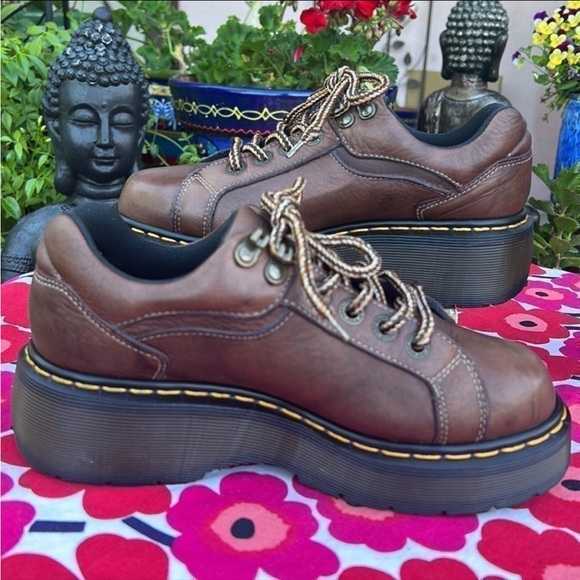 🏴󠁧󠁢󠁥󠁮󠁧󠁿 Vintage Dr. Martens Made in England Platform Oxfords UK 5 - Picture 4 of 13